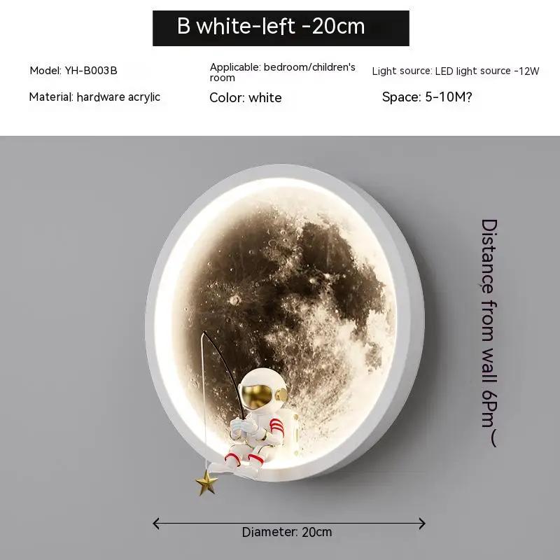 Kids Bedroom Sleeping Night Lights Corridor Hallway Home Decoration Sconce Cartoon Spaceman Astronaut Moon Round Led Wall Lamp
