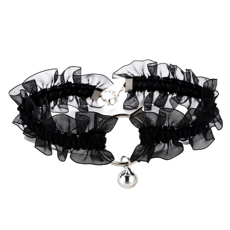 Verstellbarer Spitzen-Halsband mit Glöckchen, süßes, süßes Gothic-Halsband