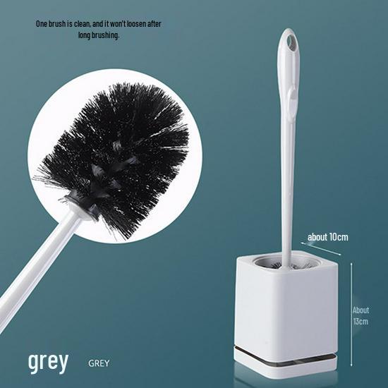 Toilet Brush Set with Long Handle & Wall-Mountable Base - Punch-Free, Plastic, Floor-Standing.