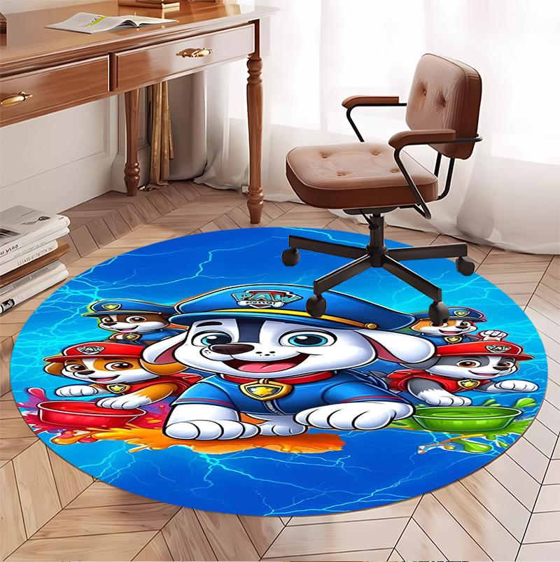 PAW Patrol Pattern Round Rug, Indoor/Outdoor Mat, for Picnic, Gameroom, Bedroom, Office, Living Room, Home Decor Carpet, Birthday Gift
