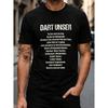 Men's Black Graphic Tee With German Dart Humor Text Short Sleeve Crewneck Cotton Casual Wear For Hobby Players And Sports Fans