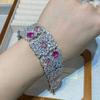 New Jewelry Set Full Of Zirconium Heavy Industry Exaggerated Fashion Banquet High-End Colored Treasure Necklace Earrings