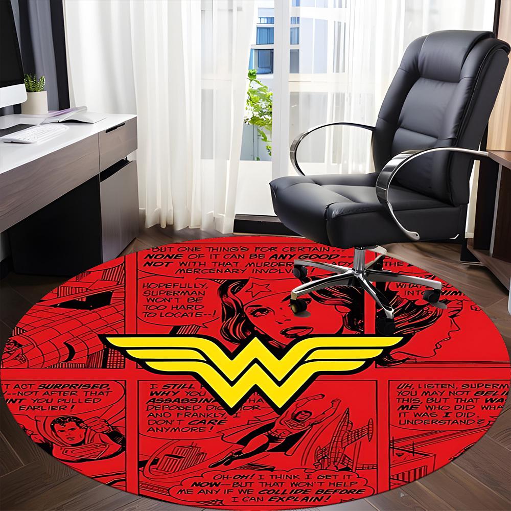 1pc Wonder Woman Superman Office Round Area Rug, Under Office Chairs Bedroom Living Room Home Decor, Room Deco, Available In Various Sizes