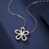 S925 Sterling Silver Japanese Korean Niche Luxury Full Diamond Big Flower Pendant Clavicle Chain, Clover Temperament Versatile Necklace For Women