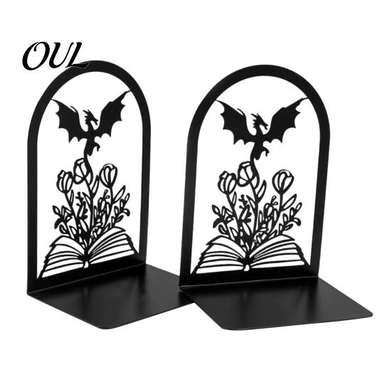 Metal Bookends 1 Pair Dragon Bookends, Fantasy Castle Decorative Book Ends Decor Gift for Shelves, Heavy Duty Gothic Holders Home Office Library