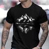 XXS-6XL Übergröße Herren T-Shirt Pullover Sommer Lässig Locker Bergspitzenmuster Rundhals Kurzarm Herren Oberteile Kleidung