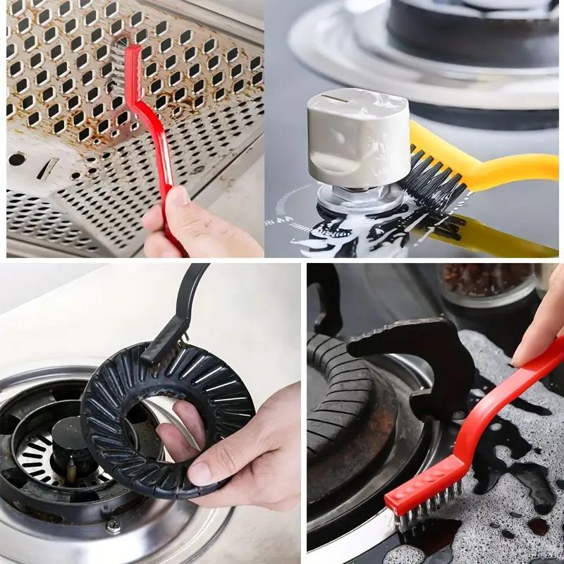 Lot de 3 brosses de nettoyage de cuisine pour casseroles et poêles, outils de nettoyage pour salle de bain, accessoires de cuisine, petite brosse de nettoyage pour cuisinière à gaz