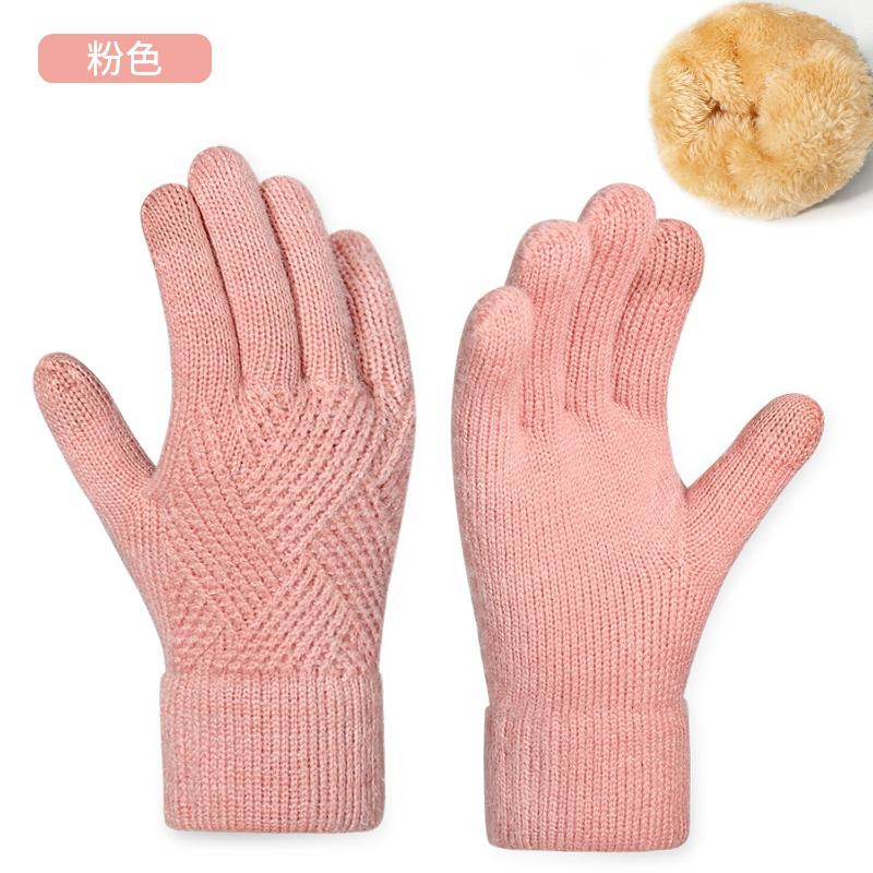 Warme Strickhandschuhe für Damen, ideal für Winter, Radfahren und Büro, einfache, kältebeständige Doppelschichthandschuhe