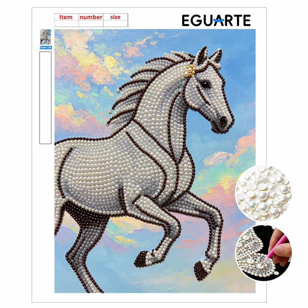 Majestätisches Pferd Perlen-Kit DIY 5D Strass-Kunsthandwerk für Erwachsene und Kinder Heimparty-Dekoration Handgemachtes Geschenk