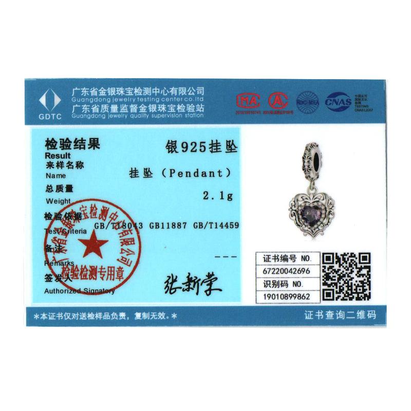 WOSTU 925 Silver Dreamy Purple Heart Charms Safety Chain Space Jewelry Beads Fit Bracelet DIY Bangle For Women