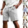Heren Casual Gestreepte Linnen Shorts, Elastische Taille met Trekkoord Zomer Strandshorts Met Zakken, Losse Pasvorm Katoenen Linnen Shorts