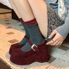 French Platform Mary Jane Shoes for Women's 2025 Spring New Small Single Shoes with Heightened Wedges, Not Tired of High Heels