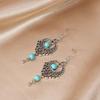 Turquoise Bohemian Owl & Palm Bronze Carved Dreamcatcher Earrings for Women