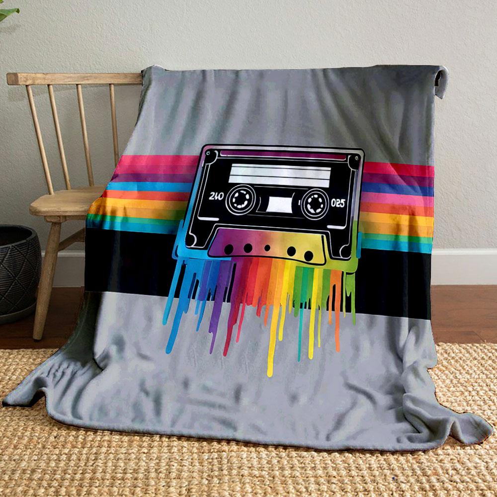 Retro Rainbow Cassette Design print blanket soft and cozy perfect for the living room bed sofa or a nap,gift