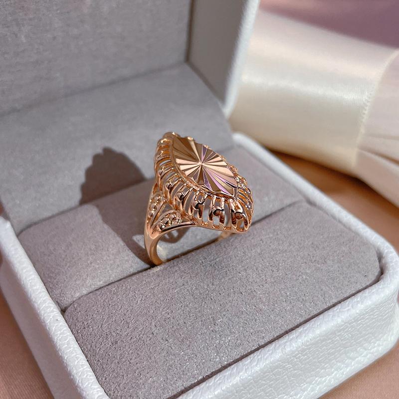 Kinel Vintage Rose Gold Women's Ring Hollow Lathes Carved Jewelry