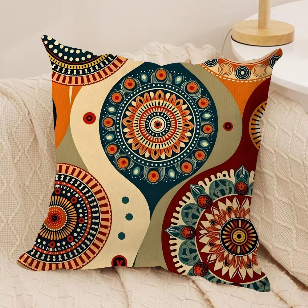 Bohemian style Cushion Cover Short plush Doublesided Print Square Throw Pillow Covers Sofa Home Cushion Decor