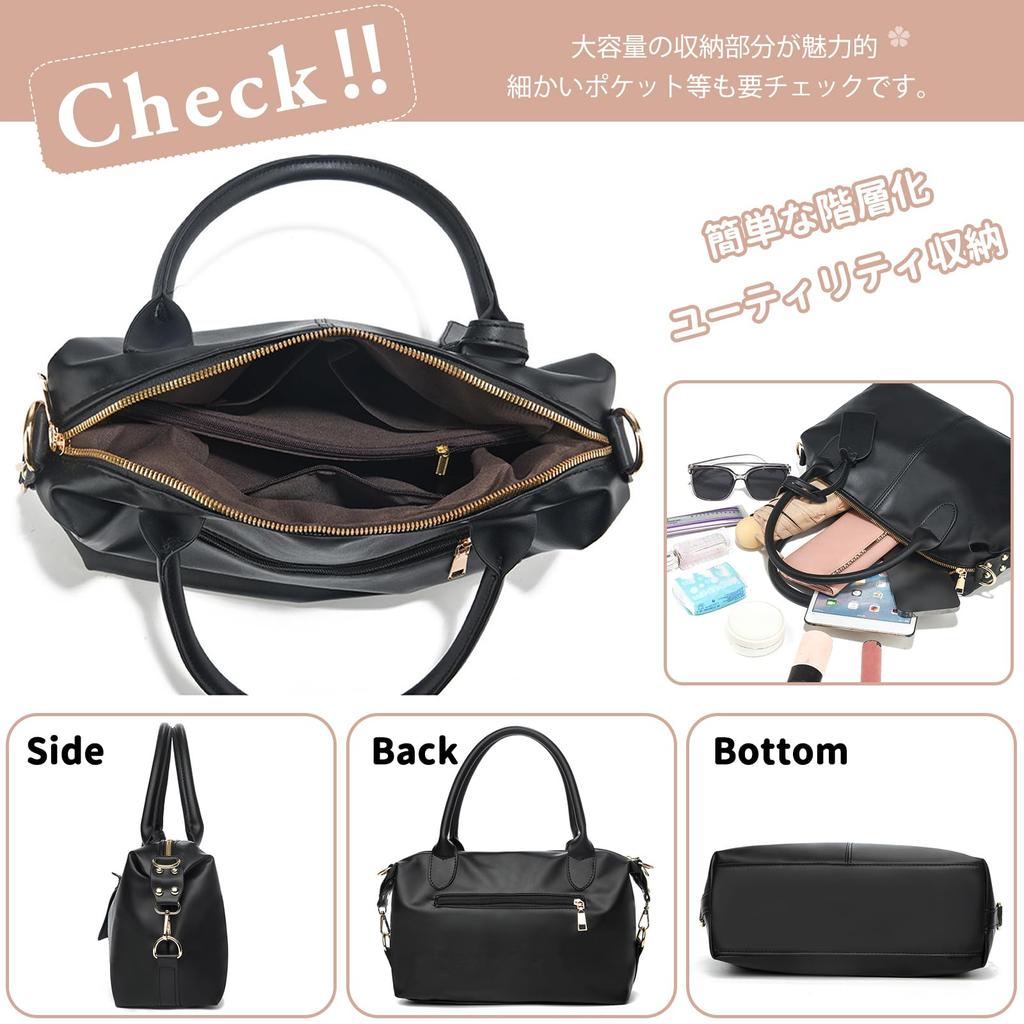 NICOLE & DORIS Women's 2-Way Boston Bag, HandbagShoulder Bag, Popular, Double-Layer Design, Large Capacity, Multiple Pockets, Detachable Strap,
