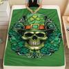 St.Patrick's Day Green Clover Print Flannel Blanket,High Quality Comfortable for All Seasons,Home Decor,Warmth and Comfort,Perfect for Christmas Gifts