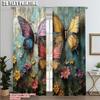 2pcs Curtains&Window Treatment 2D Print Beautiful Colorful Butterfly Fabric (without Rod) Stuff Clearance Perfect for Living