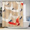 Japanese Crane Print Shower Curtain Modern Floral Design Bathroom Decor Waterproof Fabric For Home Bathing Room