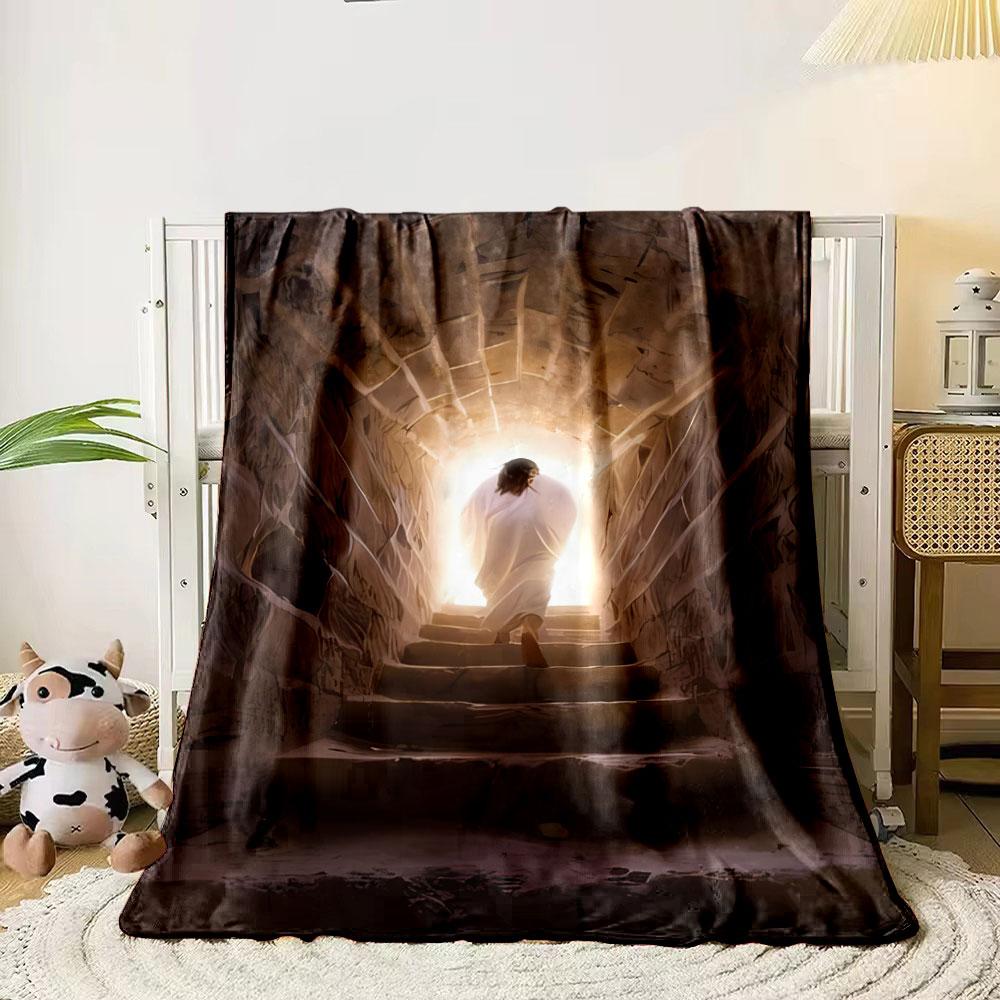Jesus Resurrection Theme Blanket  Printed Blanket for Living Room Bed Couch lunch break Soft Cozy Blanket for Friend's festival Gift