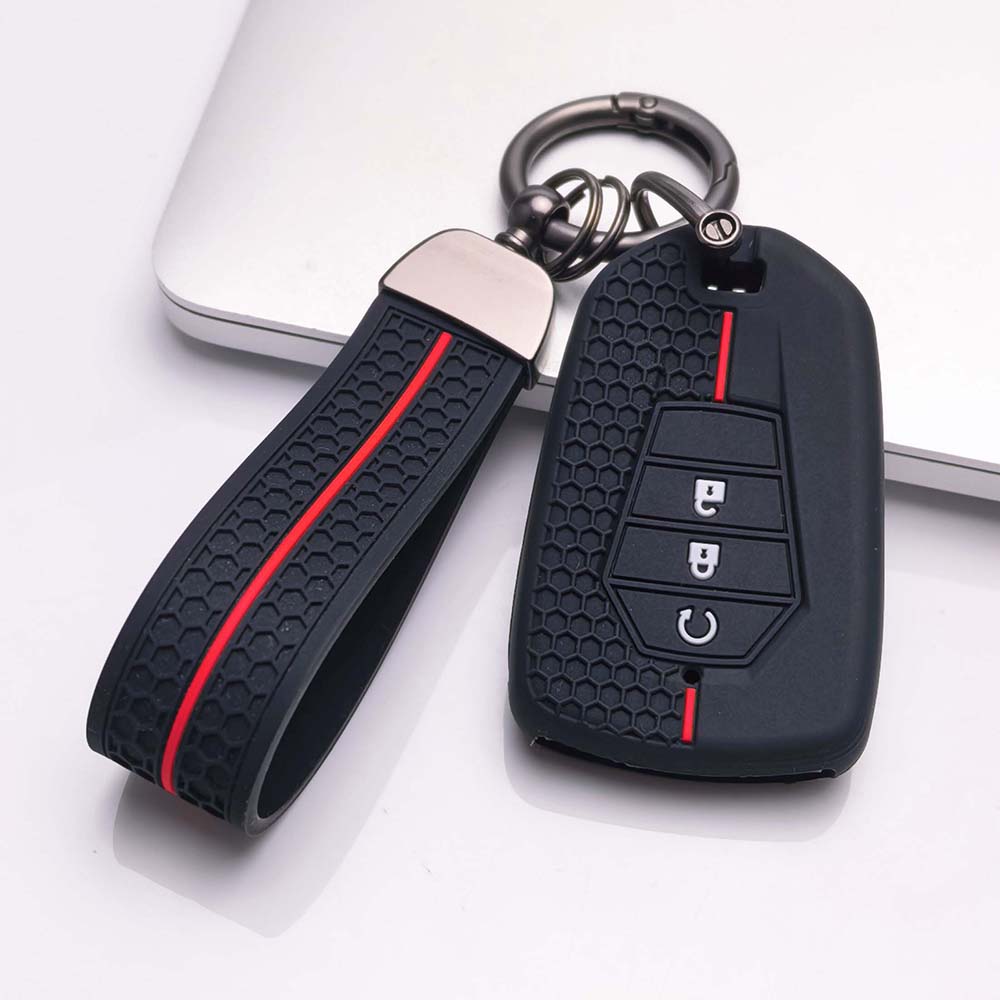 Sleutelhangerhoesje voor Isuzu D-MAX MU-X met Sleutelhanger Krasbestendig Schokbestendig Stofdicht Duurzaam Sleutelhouder Krasbeschermer Zachte Grip Textuur
