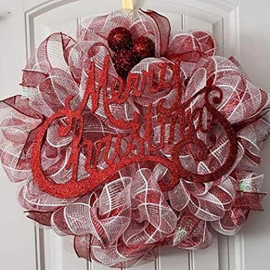 4 Piece Wreath Decoration Mesh Ribbon Color Red And White Roll Wreath Production Supplies Wreath Production Ribbon