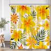 Boho Floral Shower Curtain Vinatge Colorful Flower Green Leaves Plant Spring Summer Bathroom Decor Retro Bath Curtain With Hooks
