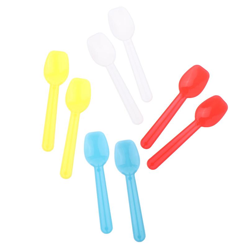 Lot de 50 cuillères à dessert en plastique pour glaces, cuillères familiales, cuillères à soupe en plastique, cuillères de dégustation mignonnes, idéales pour les couverts de fête