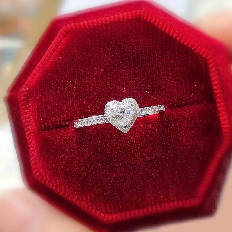 Liefde Zirkoon Ring Vrouw, Zoete En Elegante Exquise Ring, Perzik Hart Design Sieraden.