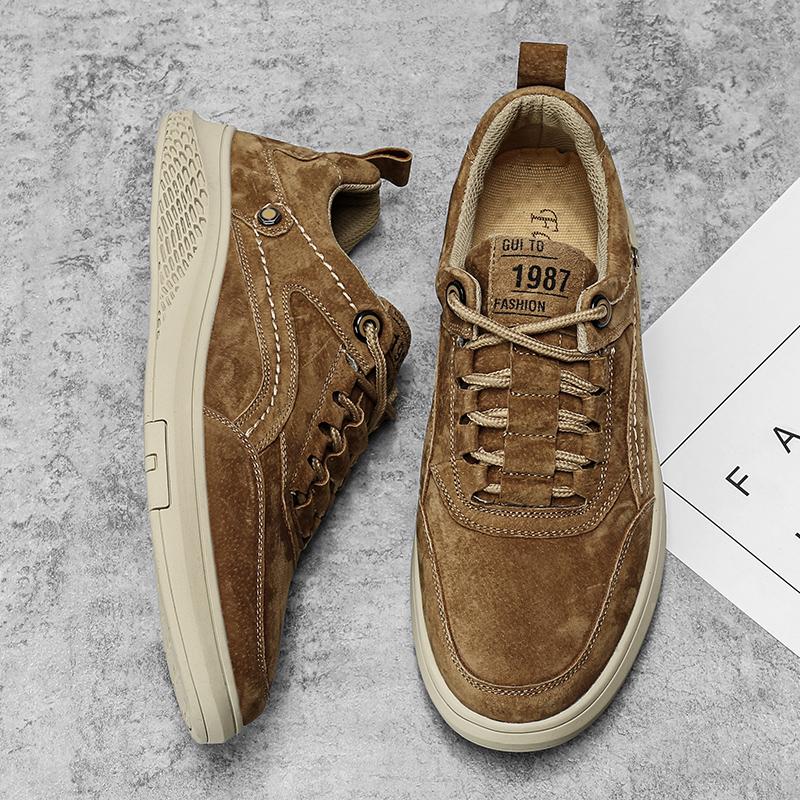 British Style Genuine Leather Men Shoes Trend Comfortable Casual Shoes Outdoor Men Sneakers Moccasins Men Flats Shoes