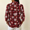 Women's Casual 3/4 Sleeve Button Down Collared Shirt with Christmas Print