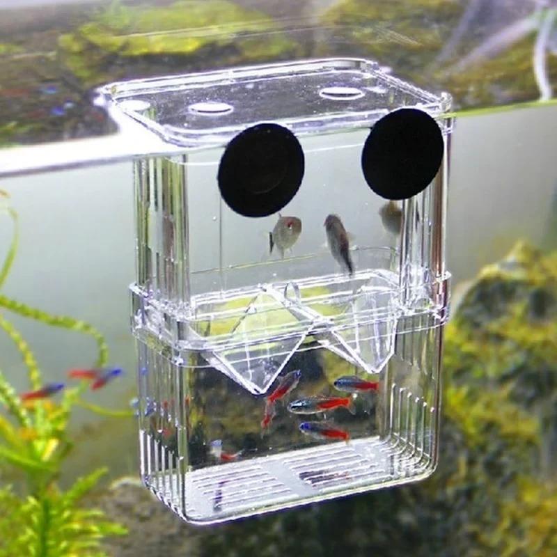 Multifunktionell Fiskbehållare Högupplöst Fiskodlingsisoleringslåda Akvarium Uppfödare Fiskbehållare Dubbel Guppy-inkubator