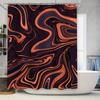 Luxe Abstracte Print Douchegordijn Stof Waterdicht Bad Decoratie Huis Decoratie Zwart Oranje Spiraalpatroon Met 3M Lijm S