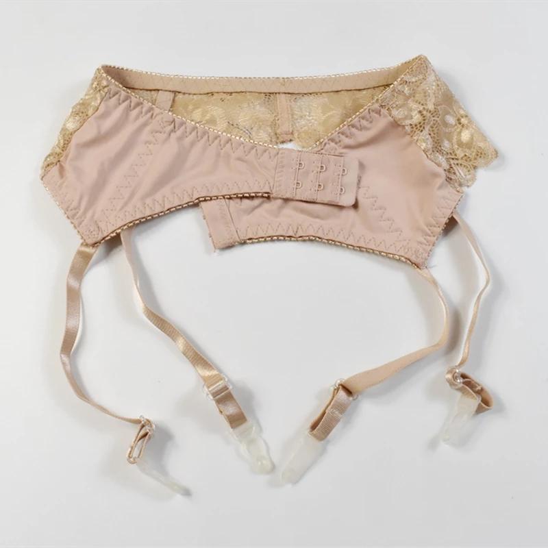 Plus Size Lingerie Women Sexy Lace Transparent Thigh-Highs Garter Back Hasp Adjustable Waist Suspender Belt With Stockings