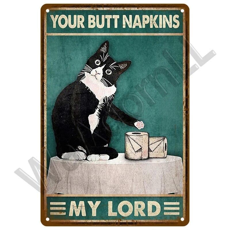 Retro Black Cat Metal Sign Poster Funny Cat Tin Sign Animal Vintage Plaque Home Decor Wall Art Pet Shop Garden Dog Bar Plaque