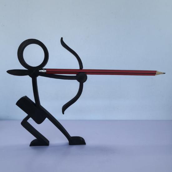 3D Printed Line Figure Pen Holder Desktop Pencil Display Stand Warrior Line Art Figure for Home Office Desk Decor Students Game Lovers