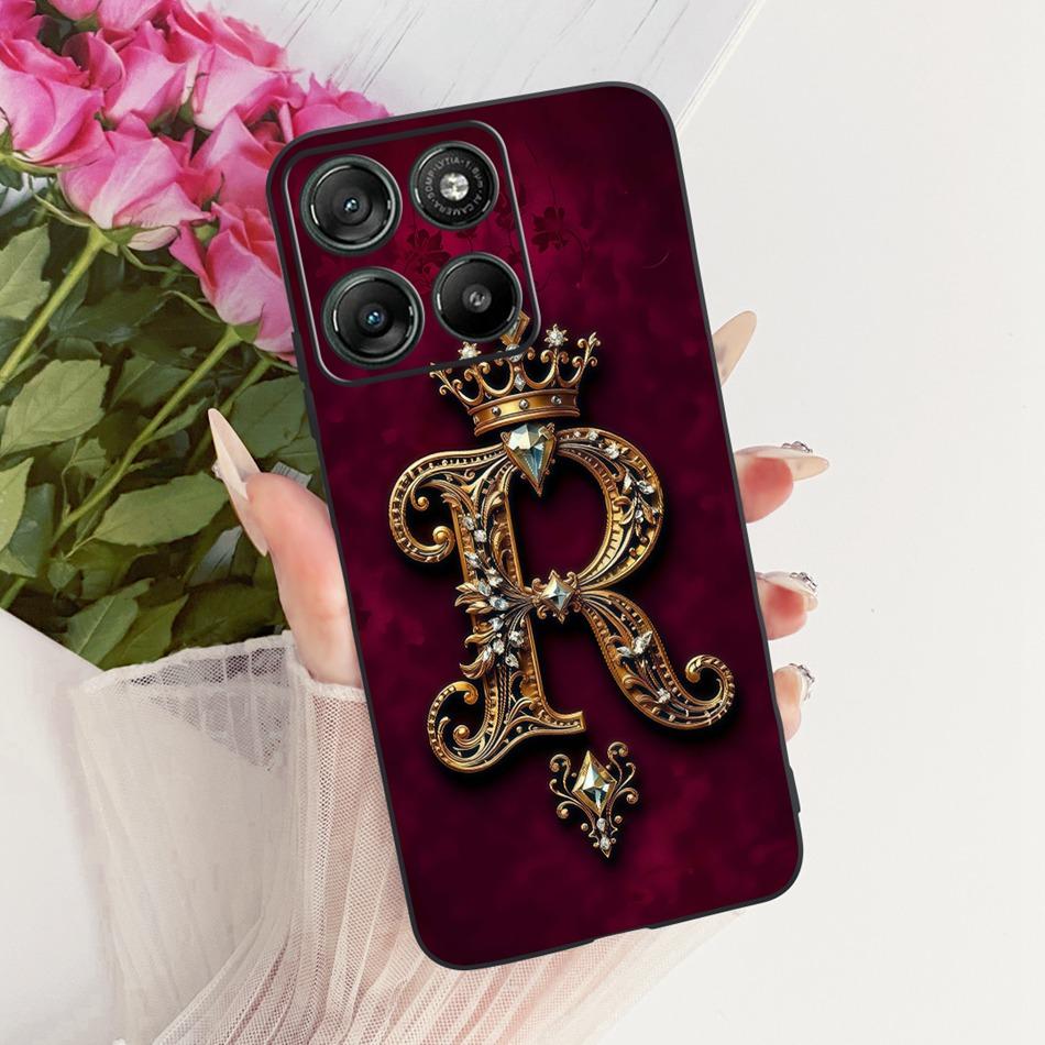 For Motorola Moto G67 Power 2026 Royal Crown Initial Letter Phone Case For Motorola Moto G57 Power Black Silicon Soft Bumpers