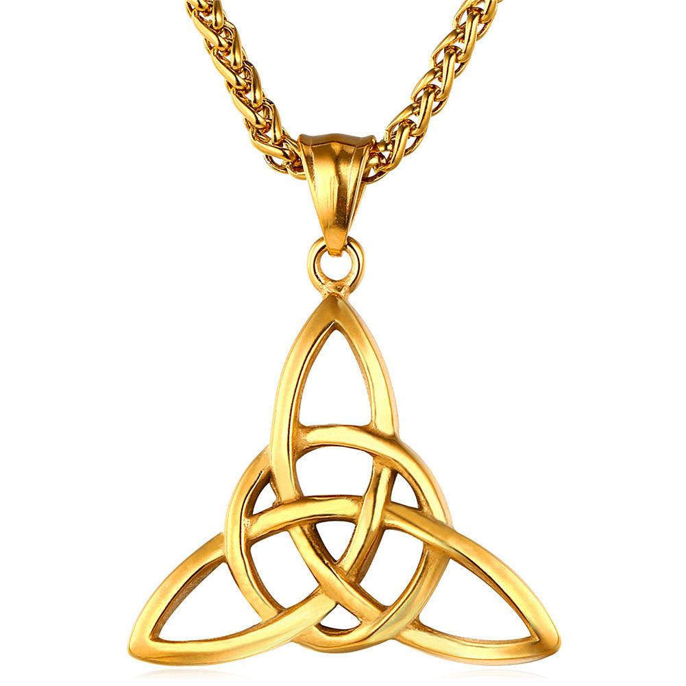 Men Titanium Steel Jewelry Fashion Creative Retro Irish Knot Pendant Necklace Valentine's Day Gift