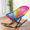 Nordischer Rattan-Geflecht-Schaukelstuhl - Bunter Liegestuhl für Balkon oder Freizeit
