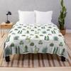 Cactus Flannel Throw Blanket Green Plant Leaves Pattern King Queen Size Super Soft Lightweight Warm for Living Room Sofa Couch