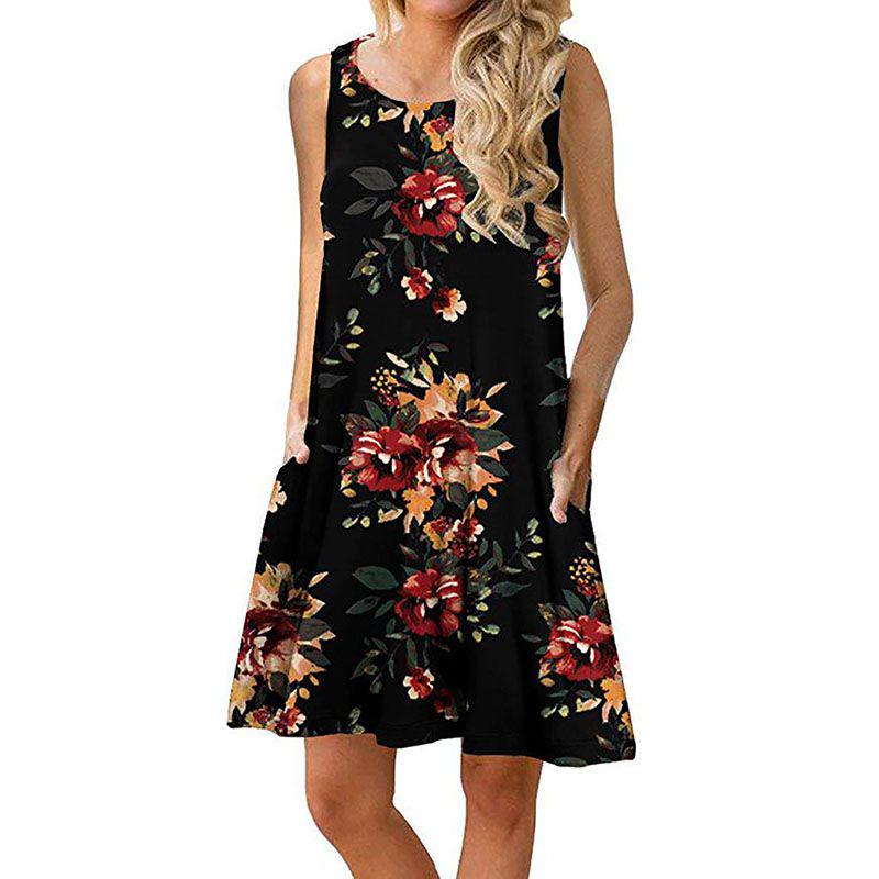 Zomer Boho Bloemen Tankjurk voor Dames Met Comfortabele Losse Pasvorm Voor Casual Stranduitjes