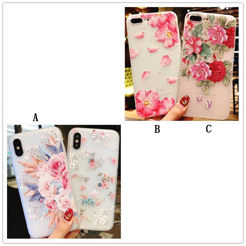 8 Iphone For 6s 7 Plus Soft Rubber Shockproof Case Flower Transparent Slim Cover