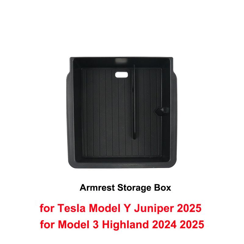 For Tesla Model 3 Y Juniper Highland 2025 2026 Launch Console & Armrest Upper and Lower Storage Box Watercup Holder Camera Cover
