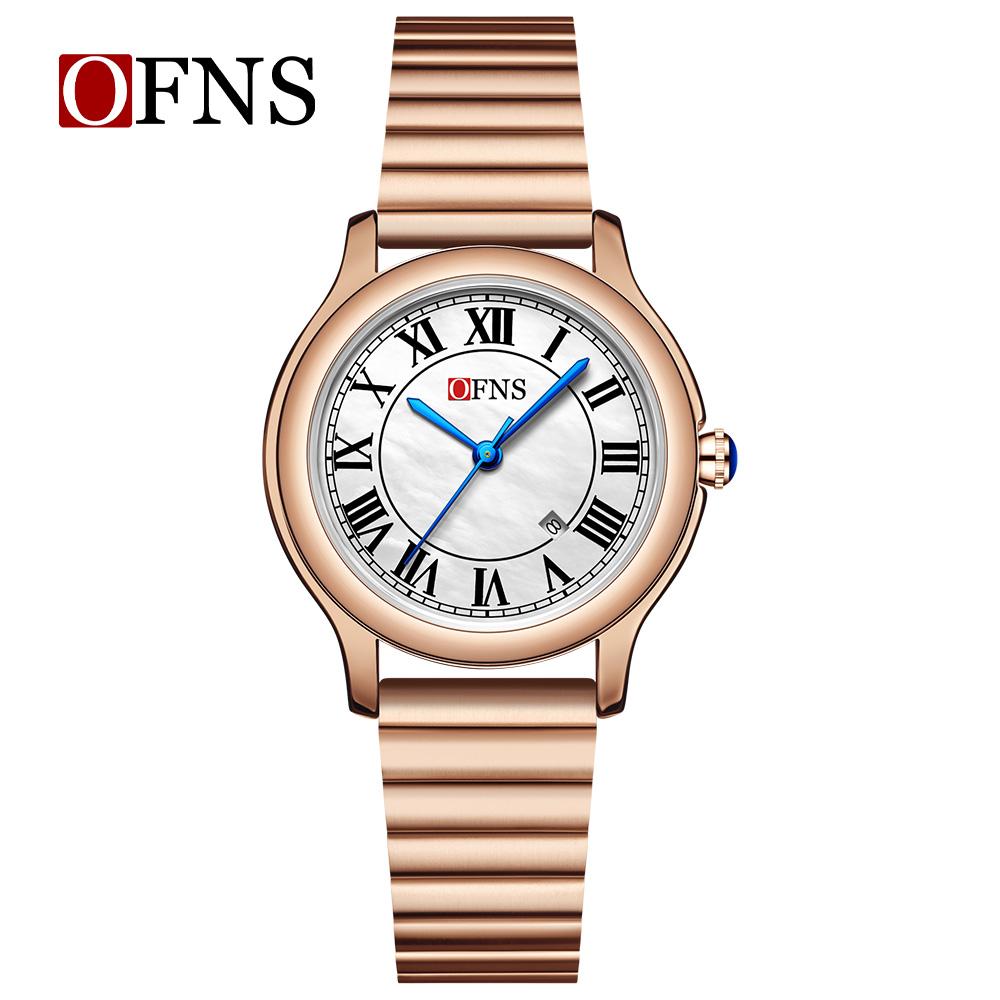 OFNS 1551 Quartz Waterproof Calendar Mother of Pearl Light Luxury Niche High-end Retro Women's Quartz Watch