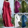 Women Autumn Winter Gothic Retro Solid Color Ball Gown Long Sleeve Maxi Dress