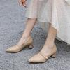 Beige Women Pumps Pointed Toe Med Heels Office Shoes Small Big Plus Size 30 48