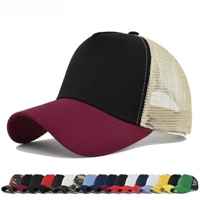 Custom Trucker Hat Logo Cotton Mesh Breathable Baseball Cap Women Men Summer Sunshade Mesh Cap 5 Panels Truck Hat Cap Wholesale