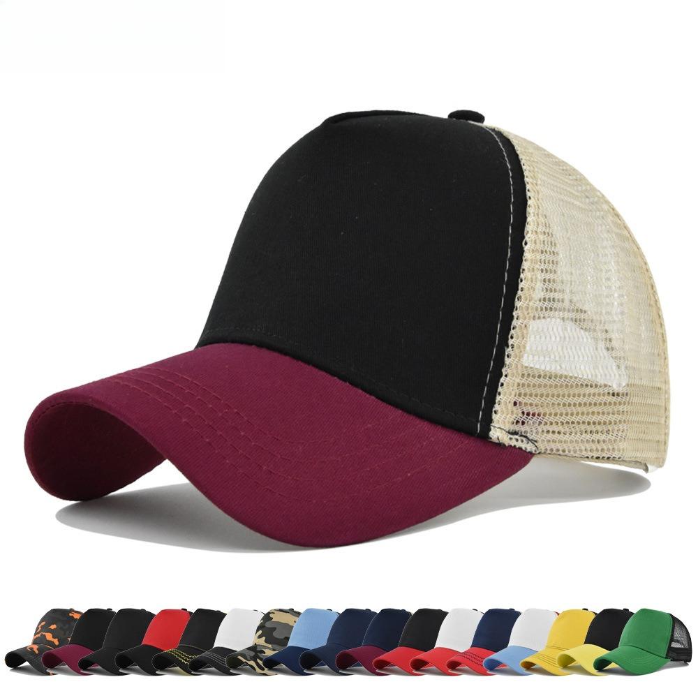 Custom Trucker Hat Logo Cotton Mesh Breathable Baseball Cap Women Men Summer Sunshade Mesh Cap 5 Panels Truck Hat Cap Wholesale
