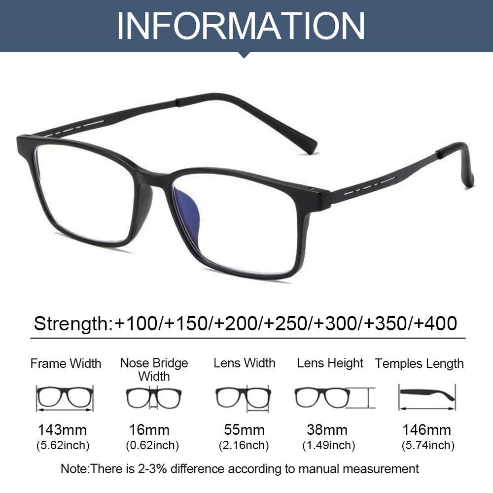 Blue Light Blocking Reading Glasses Men Women Ultralight TR90 Titanium Alloy Optical Frame Eyeglasses Square Eyewear